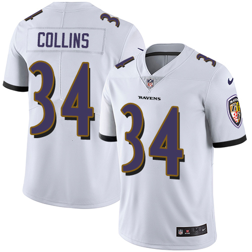 Nike Ravens #34 Alex Collins White Men's Stitched NFL Vapor Untouchable Limited Jersey - Click Image to Close
